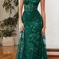 Cinderella Divine CB046W Strapless Gown Floral Applique Glitter Tulle Overskirt