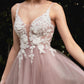 Cinderella Divine CB075 Long Floral A-Line Tulle Gown