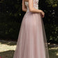 Cinderella Divine CB075 Long Floral A-Line Tulle Gown