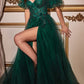 Cinderella Divine CB080 Long Strapless Tulle Floral Ball Gown