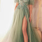 Cinderella Divine CB080 Long Strapless Tulle Floral Ball Gown
