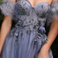 Cinderella Divine CB080 Long Strapless Tulle Floral Ball Gown