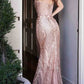 Cinderella Divine CB087 Fitted Glitter and Feather Gown