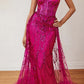 Cinderella Divine CB095 Strapless Lace Fitted Gown with Over Skirt