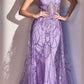 Cinderella Divine CB095 Strapless Lace Fitted Gown with Over Skirt