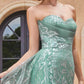 Ladivine CB129 Long Strapless Glitter Printed Fitted Mermaid Gown