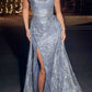 Ladivine CB129 Long Strapless Glitter Printed Fitted Mermaid Gown