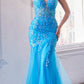 Ladivine CB139 Long Strapless Fitted Embellished Mermaid Gown