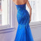 Ladivine CB139 Long Strapless Fitted Embellished Mermaid Gown