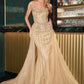 Ladivine CB158 Strapless Crystal Embellished Gown With Overskirt
