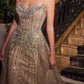 Ladivine CB158 Strapless Crystal Embellished Gown With Overskirt