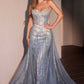 Ladivine CB158 Strapless Crystal Embellished Gown With Overskirt