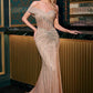 Ladivine CB160 One Shoulder Sweetheart Neck Crystal Embellishment Gown