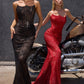 Ladivine CB162 Fitted Strapless Scoop Neck Leg Slit Beaded Gown