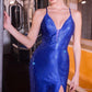 Ladivine CB163 Fitted Slight Flare Illusion V-Neckline Stretch Gown
