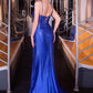 Ladivine CB163 Fitted Slight Flare Illusion V-Neckline Stretch Gown