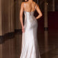 Ladivine CB163 Fitted Slight Flare Illusion V-Neckline Stretch Gown
