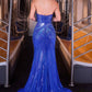 Ladivine CB164 Fitted Plunging Illusion Neckline Stretch Formal Dress