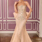 Ladivine CB167 Fitted Radiant Beadwork Scoop Neckline Dress Oversized Bow Train