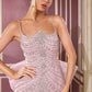 Ladivine CB167 Fitted Radiant Beadwork Scoop Neckline Dress Oversized Bow Train