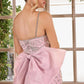 Ladivine CB167 Fitted Radiant Beadwork Scoop Neckline Dress Oversized Bow Train