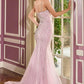 Ladivine CB167 Fitted Radiant Beadwork Scoop Neckline Dress Oversized Bow Train