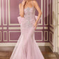 Ladivine CB167 Fitted Radiant Beadwork Scoop Neckline Dress Oversized Bow Train