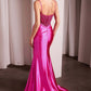 Ladivine CC0238 Dress Pearl Embellished Stretch Satin Glimmering Gown