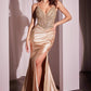 Ladivine CC0238 Dress Pearl Embellished Stretch Satin Glimmering Gown