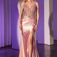 Ladivine CC0238 Dress Pearl Embellished Stretch Satin Glimmering Gown
