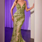 CLEARANCE - Ladivine CC0389 Dress Lace Embellished Fitted Red Gown (Size 8)