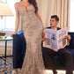 CLEARANCE - Ladivine CC0389 Dress Lace Embellished Fitted Red Gown (Size 8)