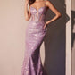 Ladivine CC0401 Dress Fit & Flare Sequin Corset Back Gown