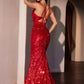 Ladivine CC0401 Dress Fit & Flare Sequin Corset Back Gown