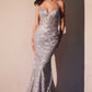 Ladivine CC0401 Dress Fit & Flare Sequin Corset Back Gown