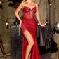 Ladivine CC0504 Crystal Embellished Sheer Corset Bodice Fitted Gown