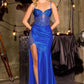 Ladivine CC0504 Crystal Embellished Sheer Corset Bodice Fitted Gown