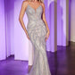 Ladivine CC0688 Dress Pearl and Crystal Strapless Fitted Gown