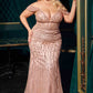 Ladivine CC0689 Dress Off The Shoulder Crystal Embellished Gown