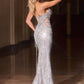 Ladivine CC0801 Sculpted Sweetheart Crystal Beading Fitted Evening Gown