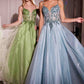 Ladivine CC0881 Dress A-Line Layered Tulle Gown & Lace Embellished Bodice