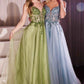 Ladivine CC0881 Dress A-Line Layered Tulle Gown & Lace Embellished Bodice