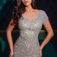Ladivine CC0915 Cap Sleeve V-Neckline Mermaid Gown