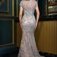 Ladivine CC0915 Cap Sleeve V-Neckline Mermaid Gown
