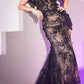 Cinderella Divine CC2164 Long Off The Shoulder 3D Applique Floral Gown