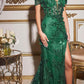 Cinderella Divine CC2164 Long Off The Shoulder 3D Applique Floral Gown