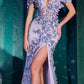 Cinderella Divine CC2164 Long Off The Shoulder 3D Applique Floral Gown