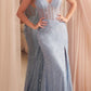 Ladivine CC2167 Long Sleeveless Sheer Boned Embellished Bodice Gown