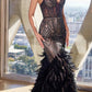 Ladivine CC2308 Long Fully Embellished and Feather Mermaid Gown