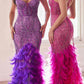 Ladivine CC2308 Long Fully Embellished and Feather Mermaid Gown